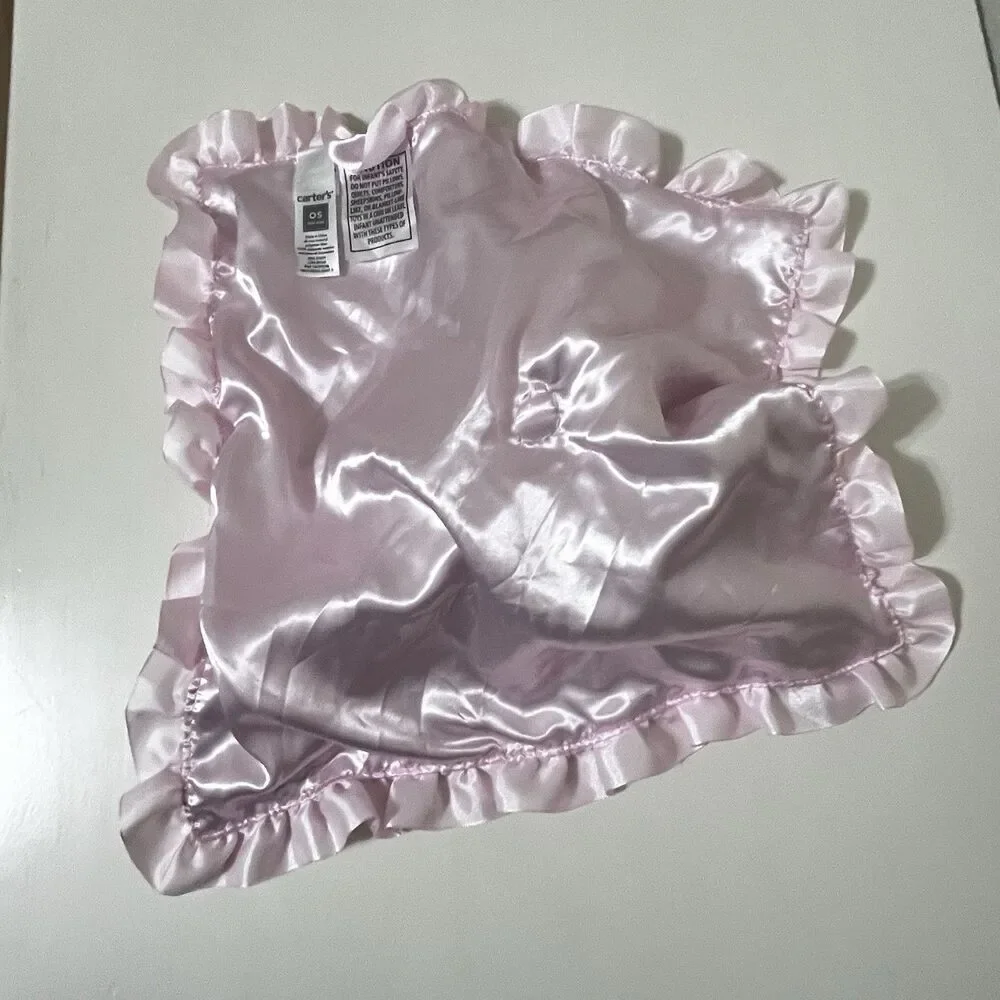 Carter's Pink Elephant Heart Cheetah Print Security Blanket Lovey Satin Trim NWT